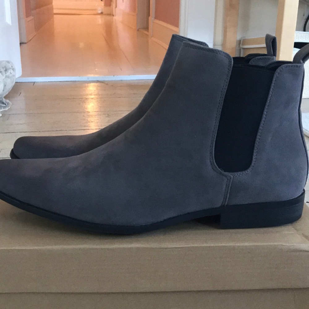ASOS Chelsea Boots in Grey Faux Suede